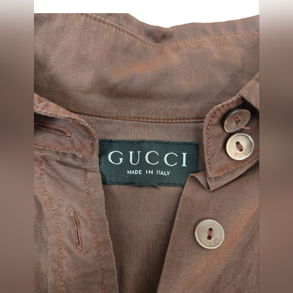 Gucci Tom Ford Era Brown Cotton Silk Button Up Shirt Italy Men’s M